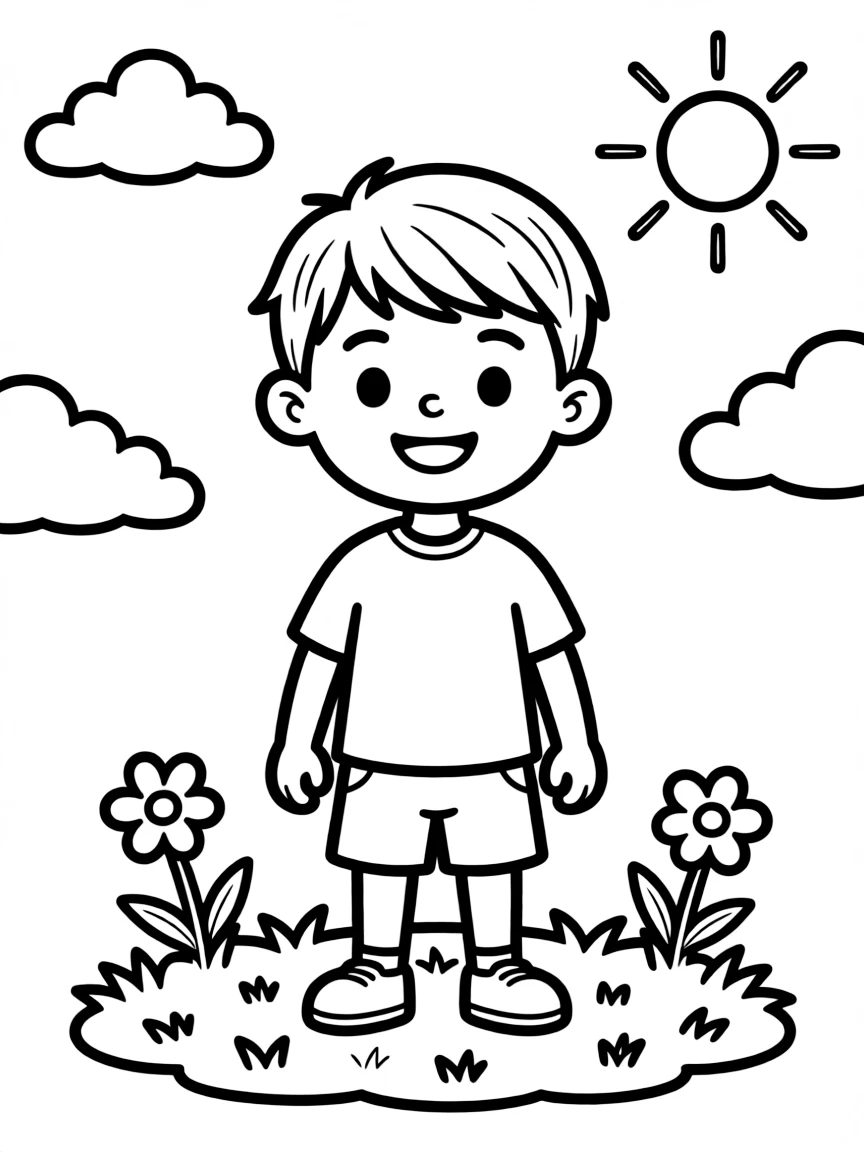 A boy with a short, neat haircut.