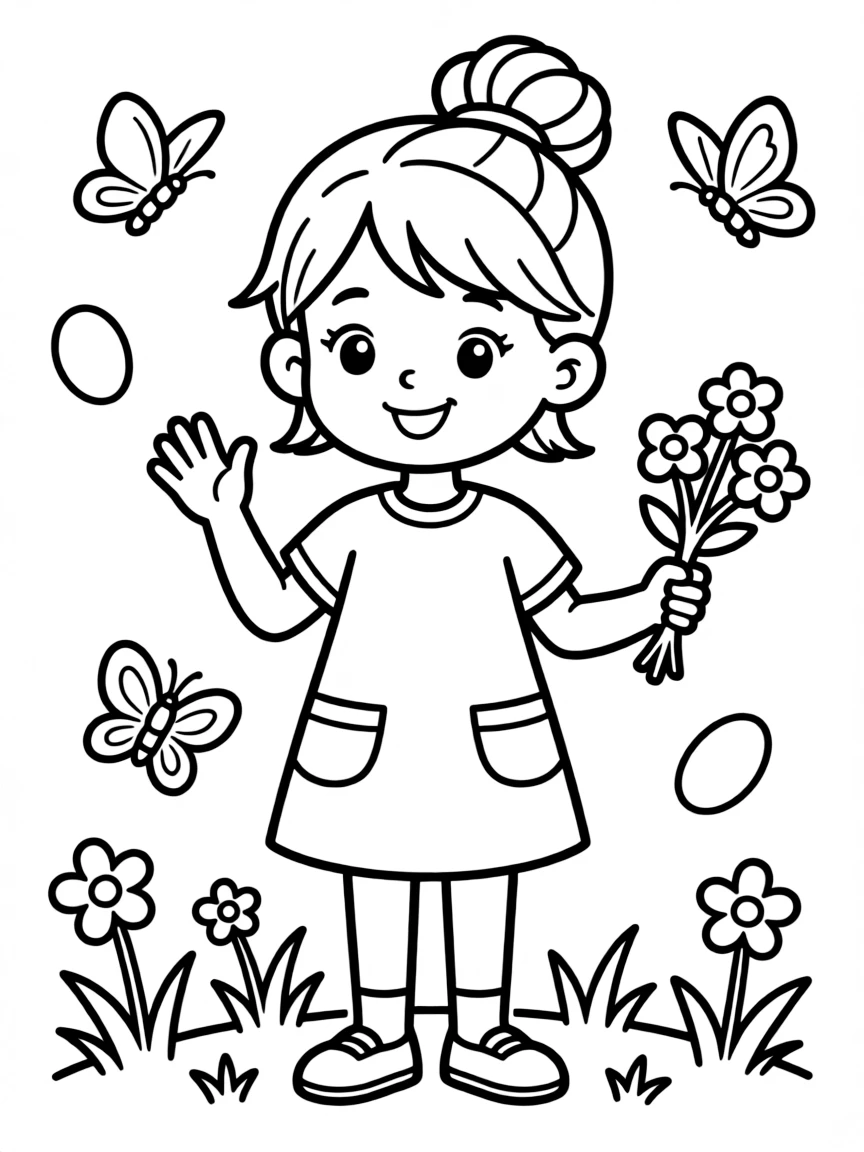 A girl with hair tied with a scrunchie.