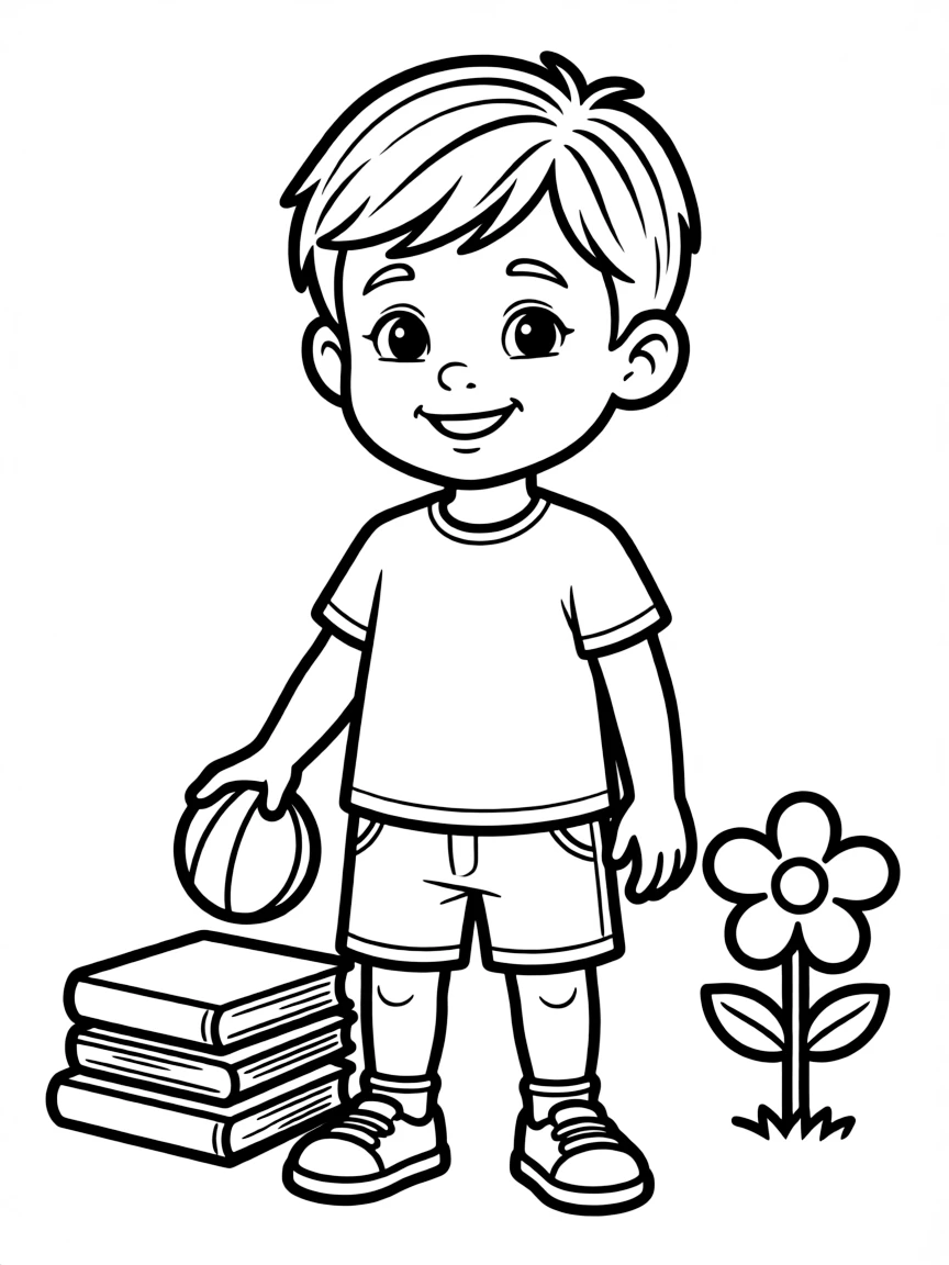 A child with short, neatly parted hair.