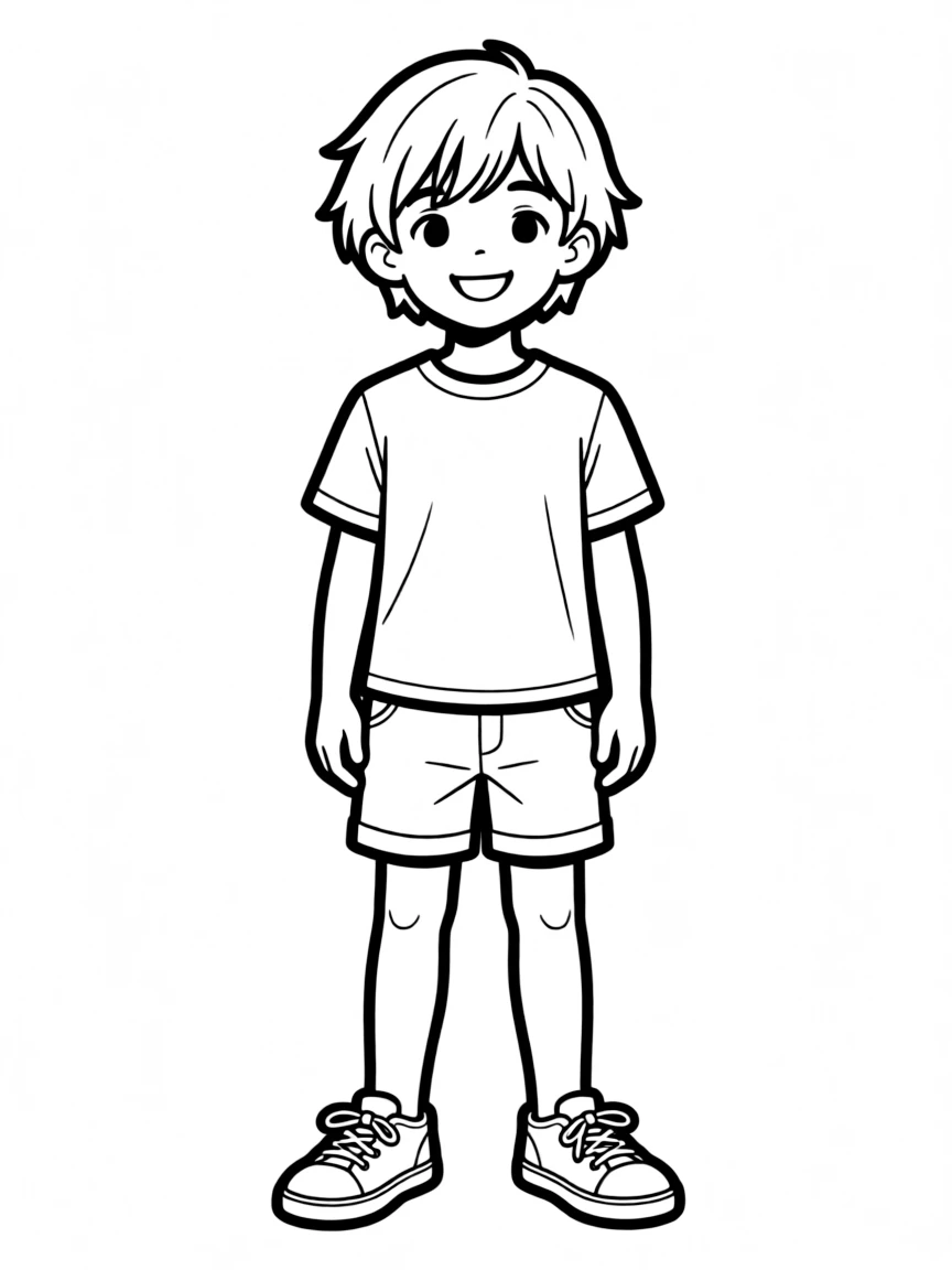 A child with short, layered hair.