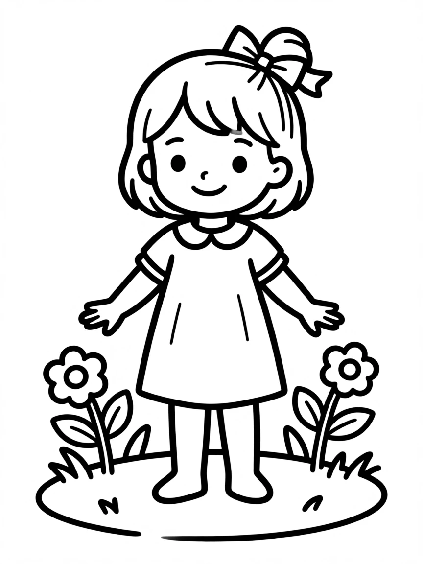 A child with hair styled with a simple ribbon.