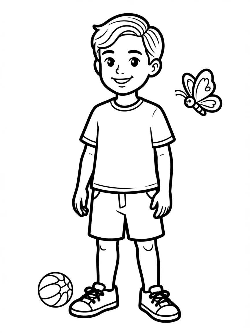 A boy with hair styled back off his face.
