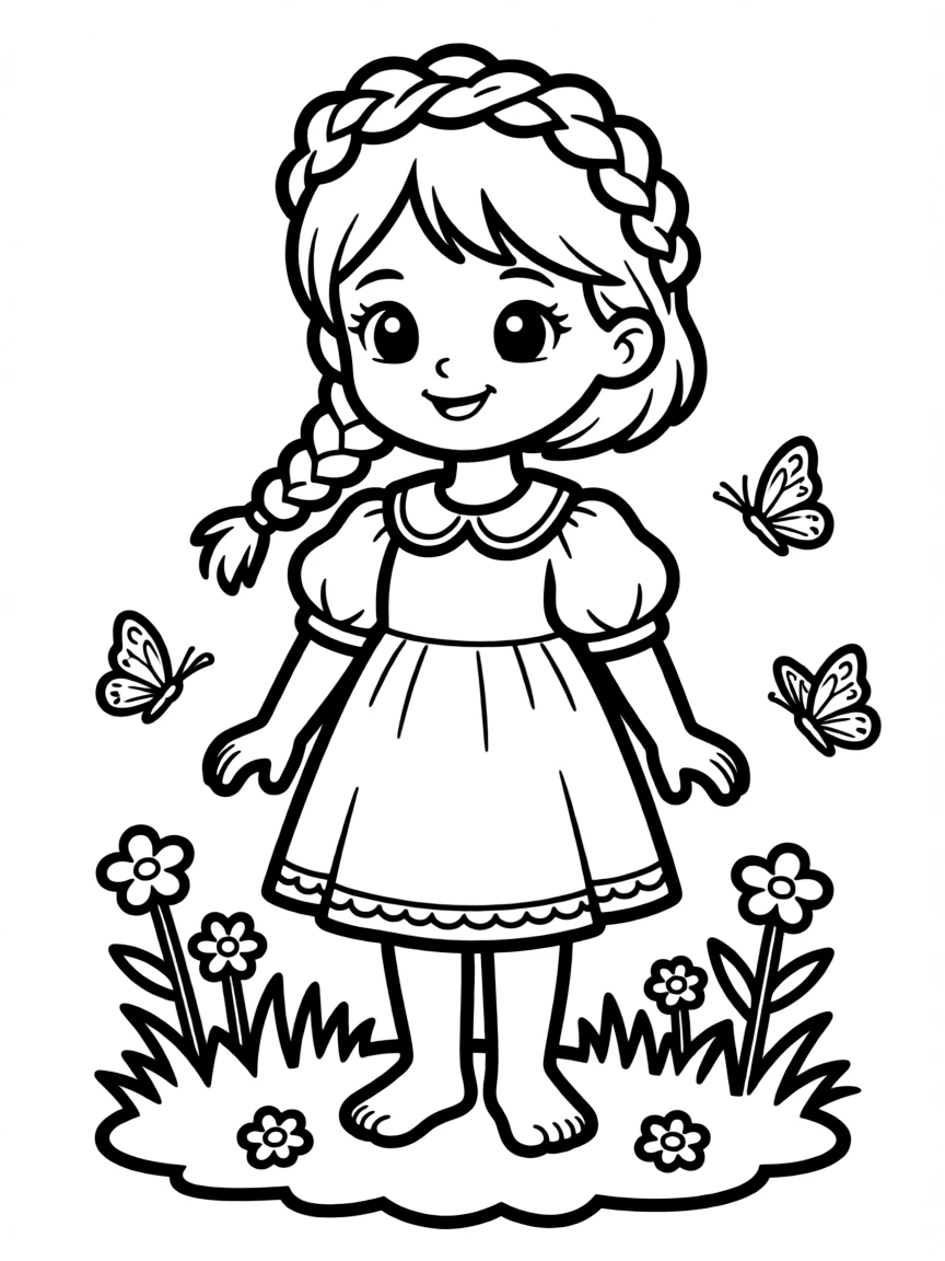A girl with hair in a crown braid.