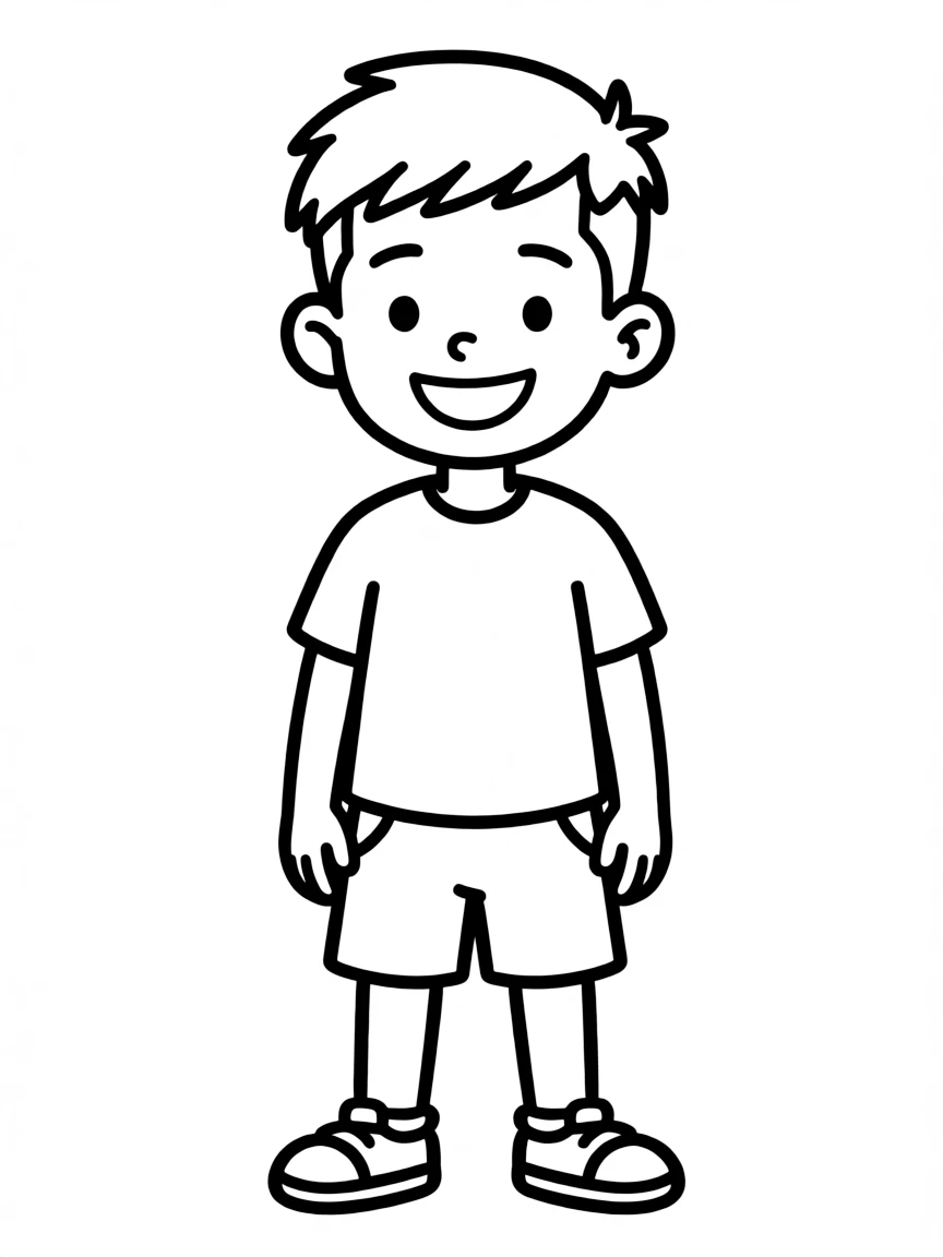 A boy with an undercut (simple line).