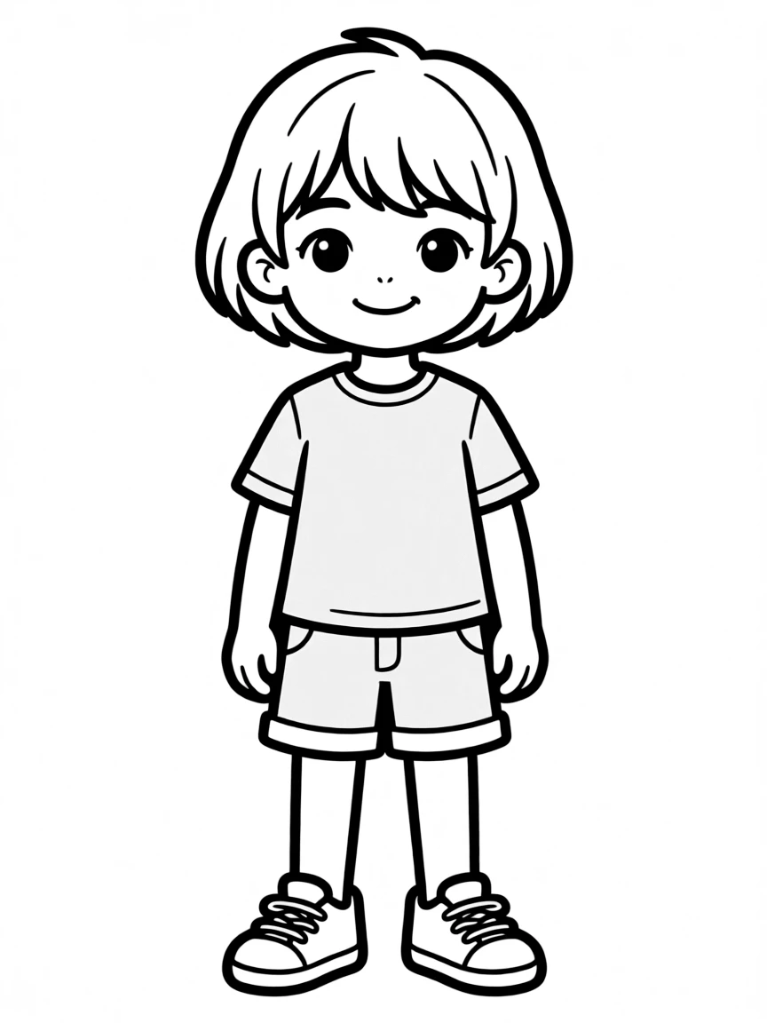 A child with a short, choppy haircut.