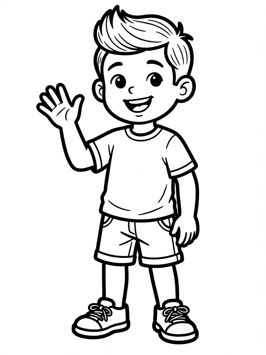 A boy with a short pompadour.
