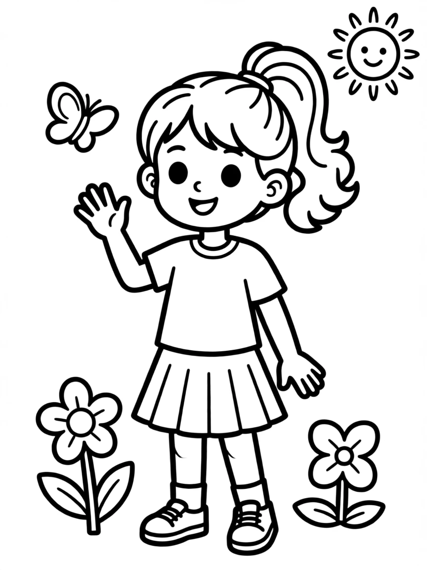 A girl with hair in a bubble ponytail.