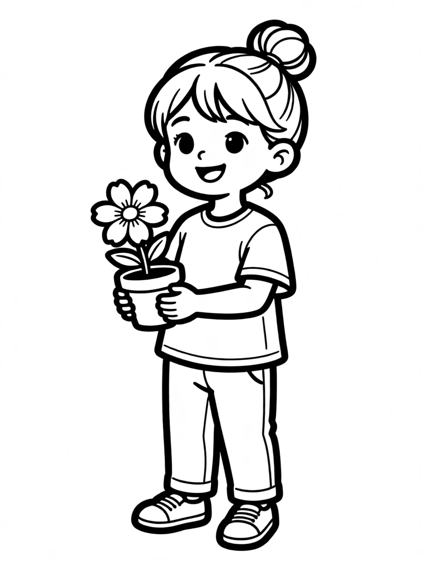 A child with hair in a simple twisted bun.