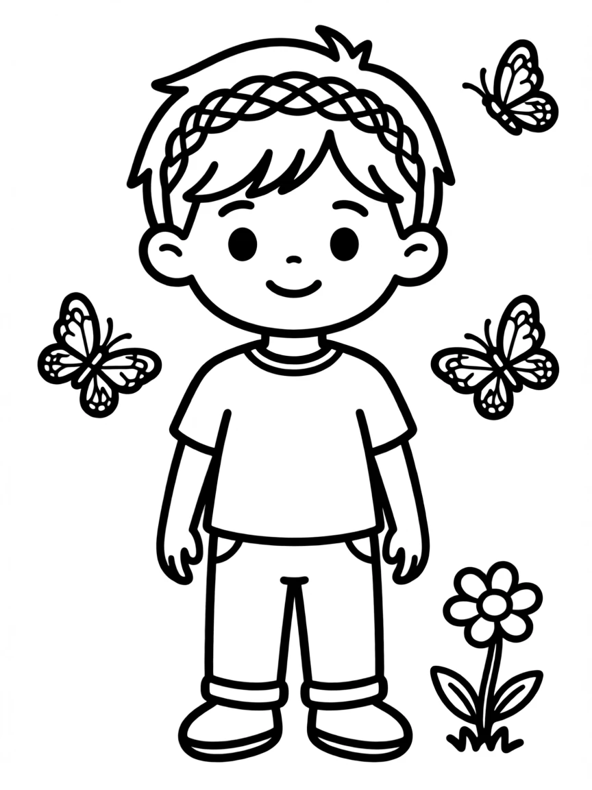 A child with hair in a simple braided headband.