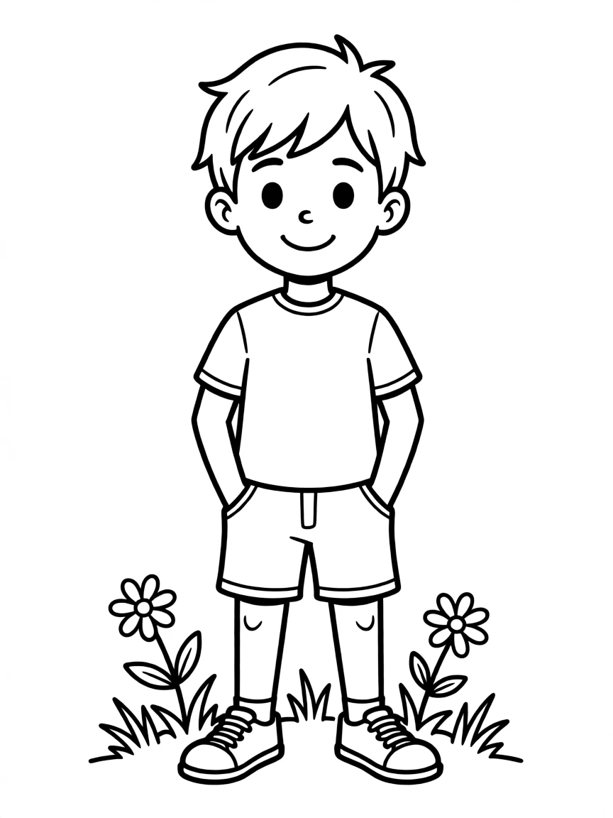 A boy with short, shaggy hair.