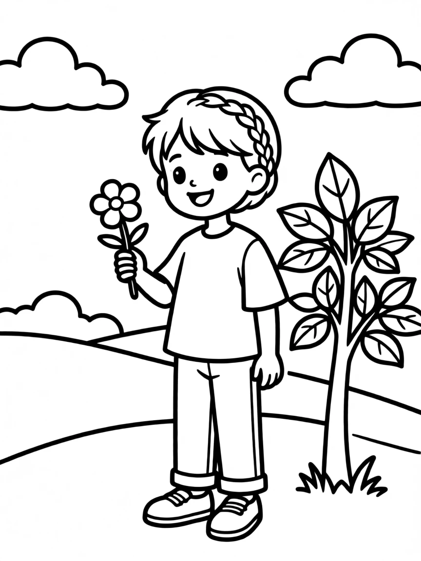 A child with hair in a simple criss-cross braid.