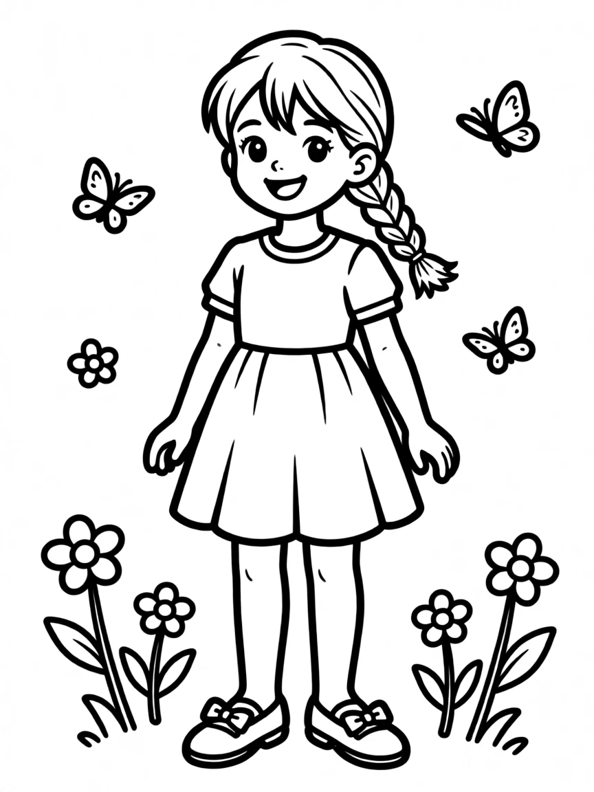 A girl with hair in a simple braided ponytail.
