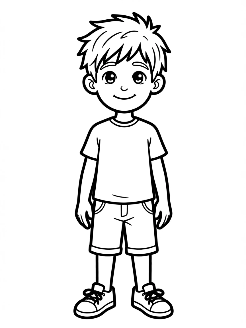 A boy with hair that's short and messy.