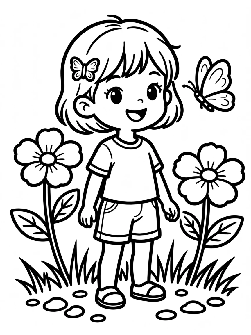 A child with hair with a simple butterfly clip.