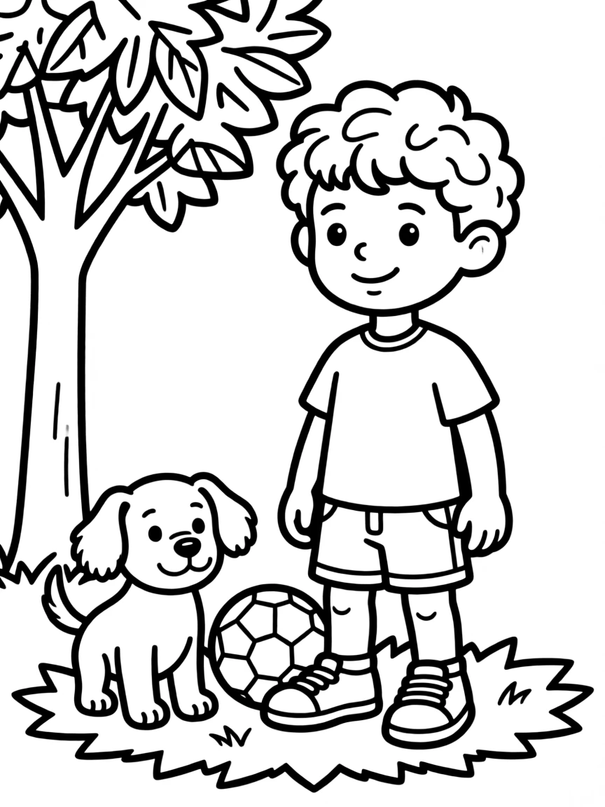 A boy with hair that's short and curly.