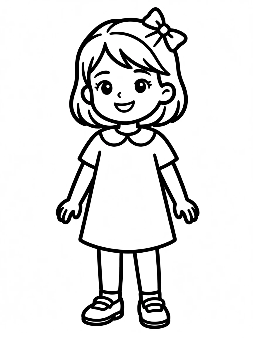 A child with hair with a simple bow.