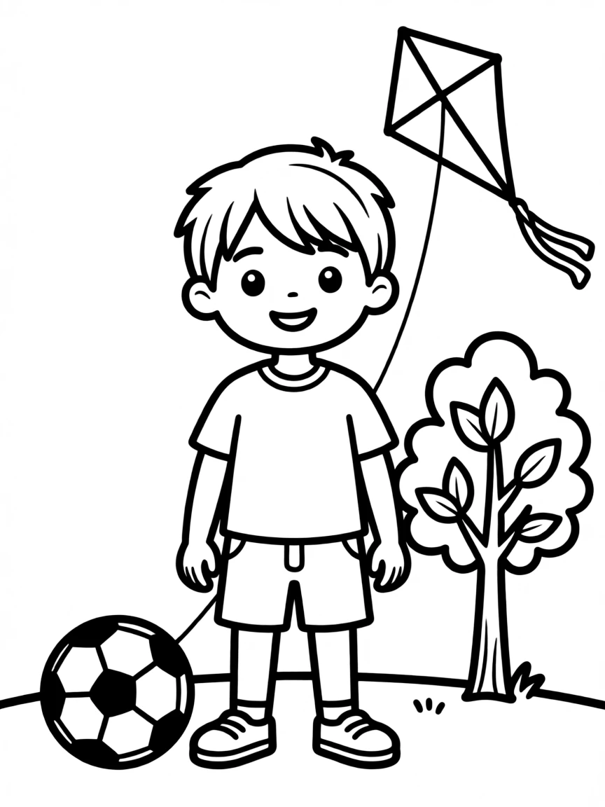 A boy with hair that's short and straight.