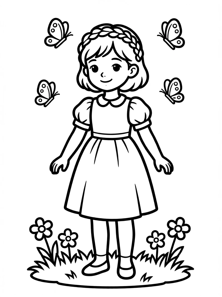 A girl with hair in a simple braided crown.