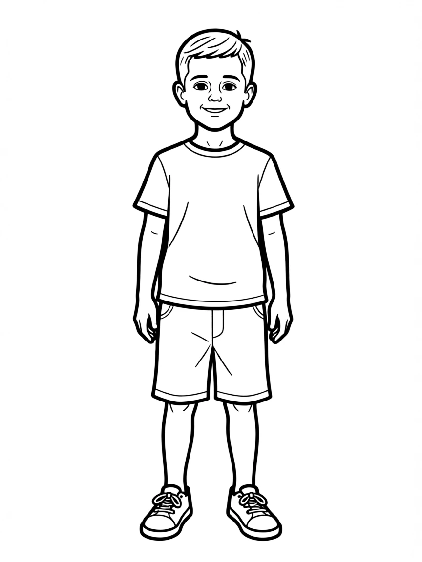 A boy with a short, neat haircut, no part.