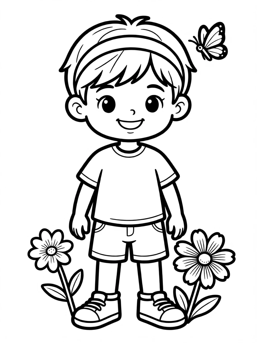 A child with hair in a simple fabric headband.