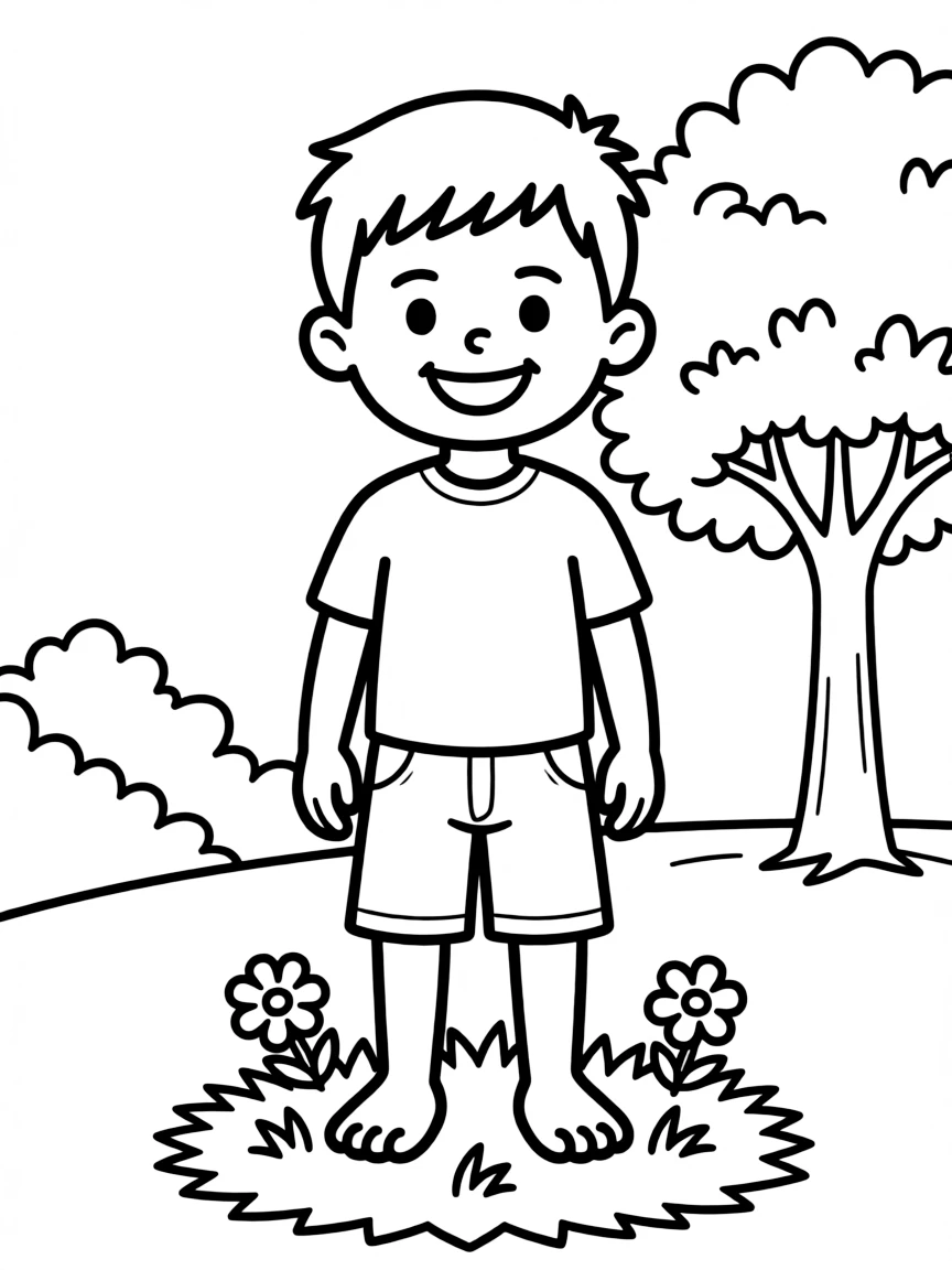 A boy with a simple crew cut with a slightly longer top.