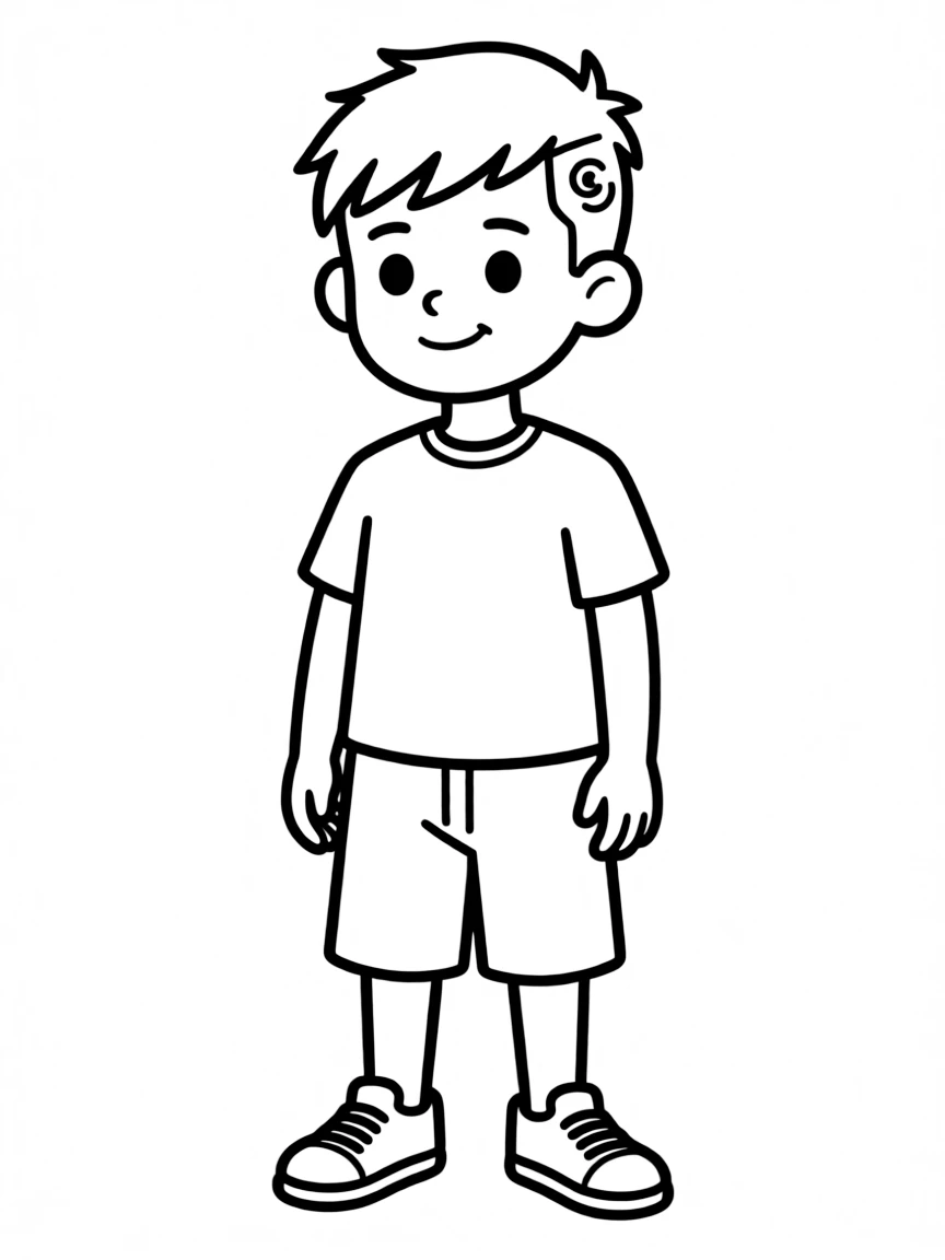 A boy with a simple buzz cut with a small design on the side.