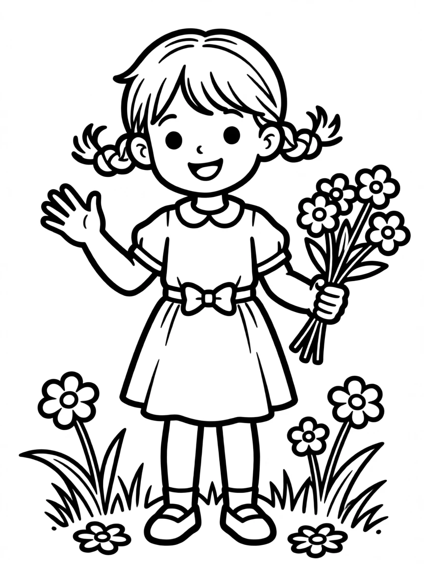 A girl with hair in a simple braided pigtail.