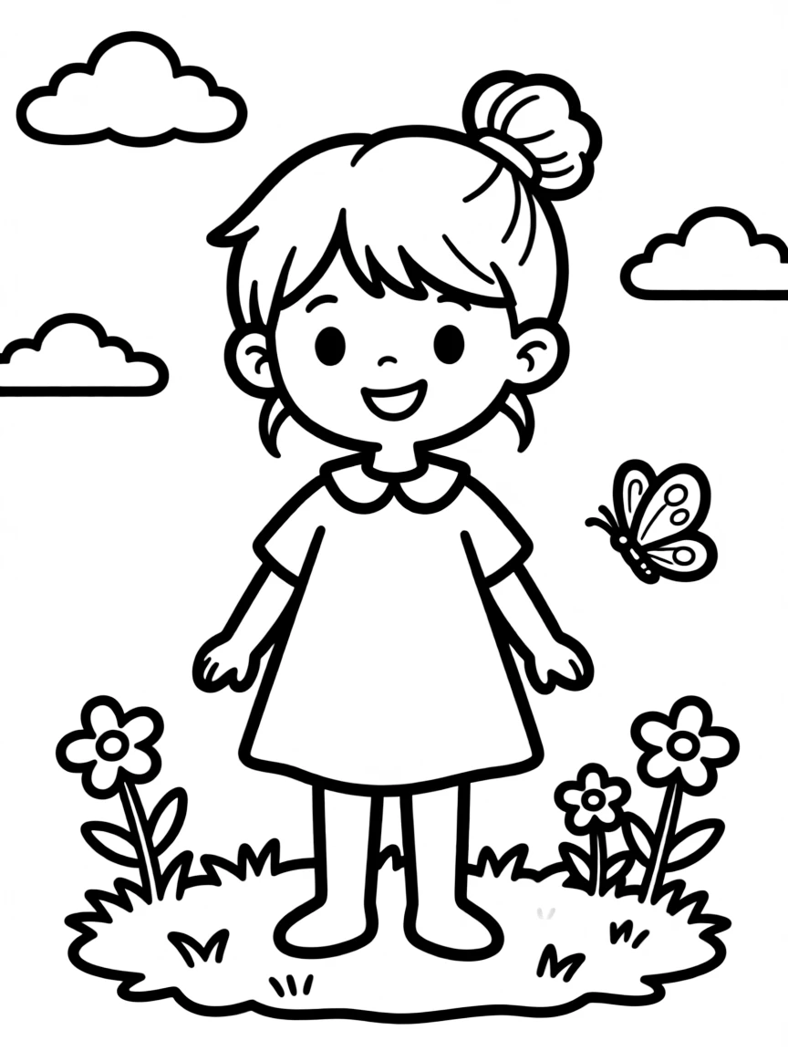 A child with hair in a simple scrunchie with ears.