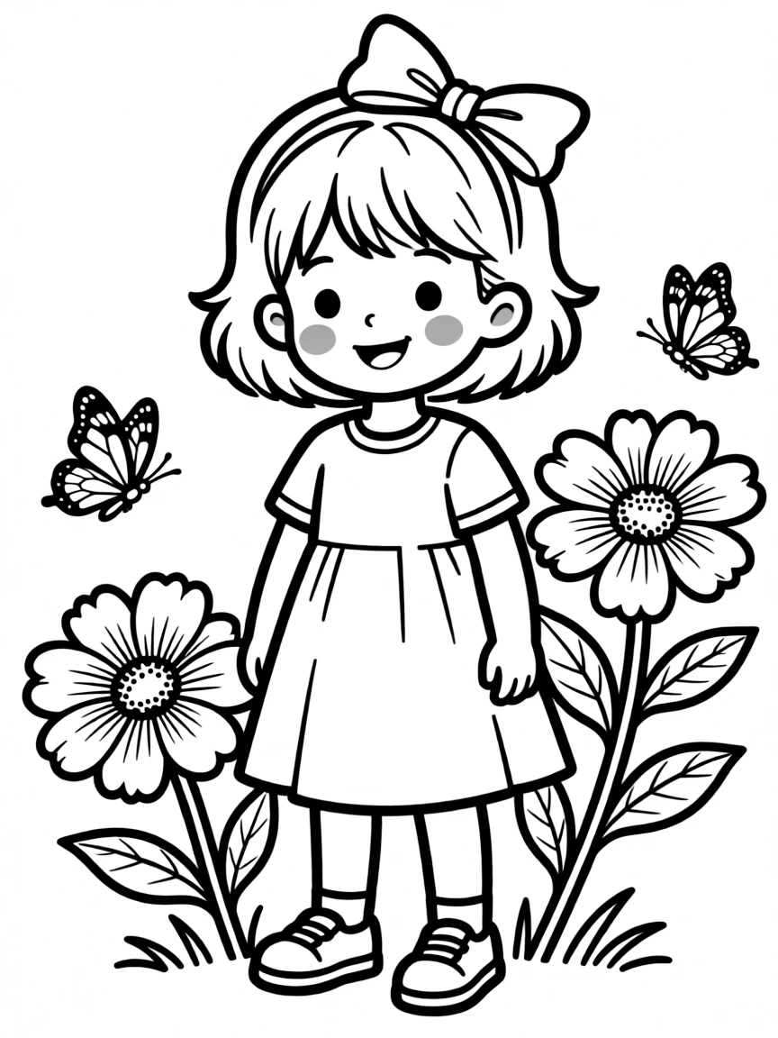 A child with hair in a simple ribbon tied in a bow.