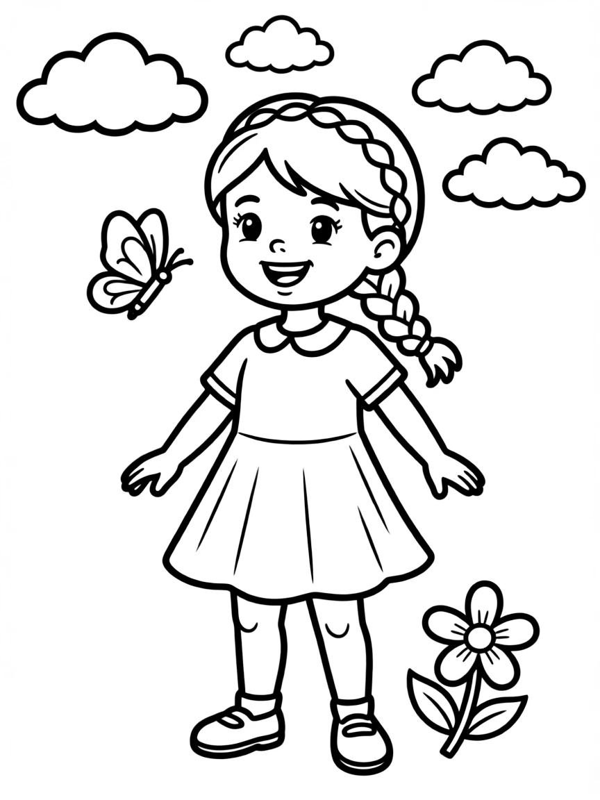 A girl with hair in a simple braided half-up.