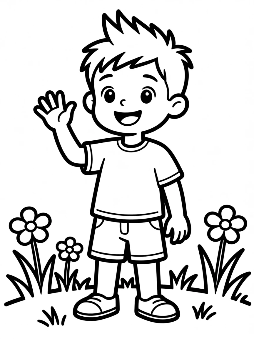 A boy with a simple short mohawk, not too tall.
