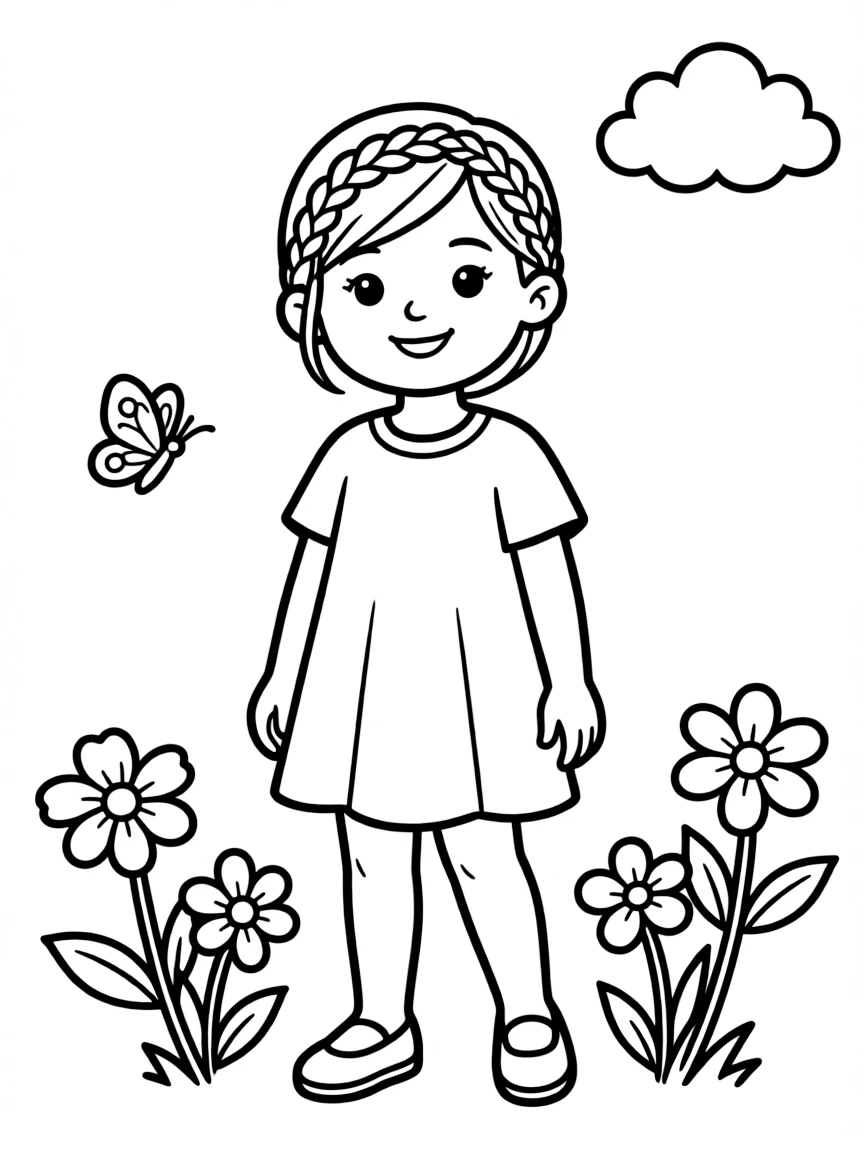 A girl with hair in a simple braided front twist.