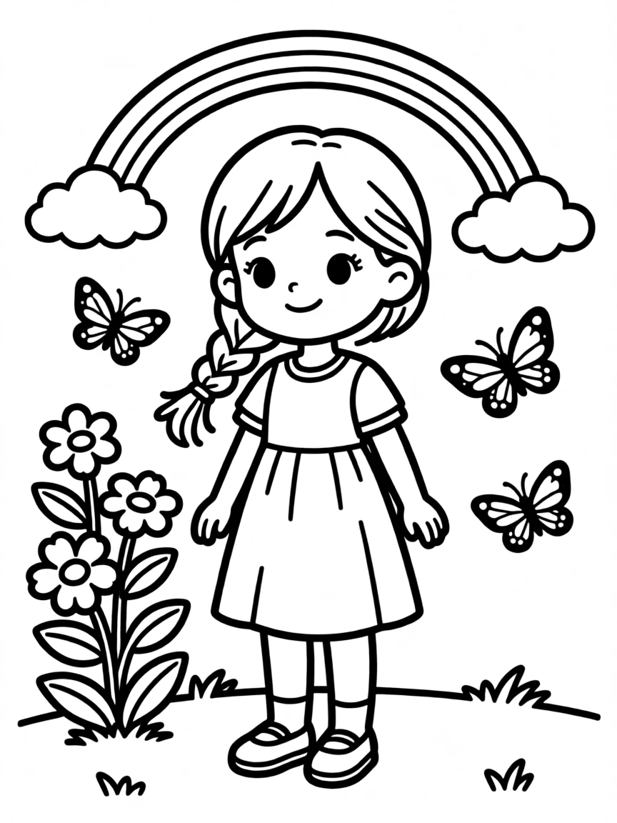 A girl with hair in a simple braided side sweep.