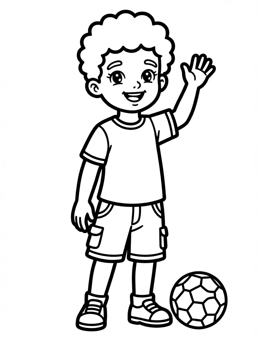 A boy with a short afro, neatly trimmed.