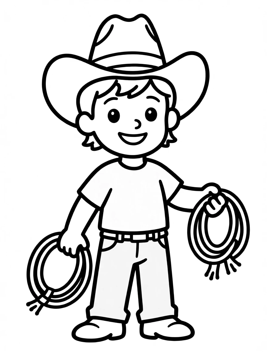 A child with hair in a simple cowboy hat.
