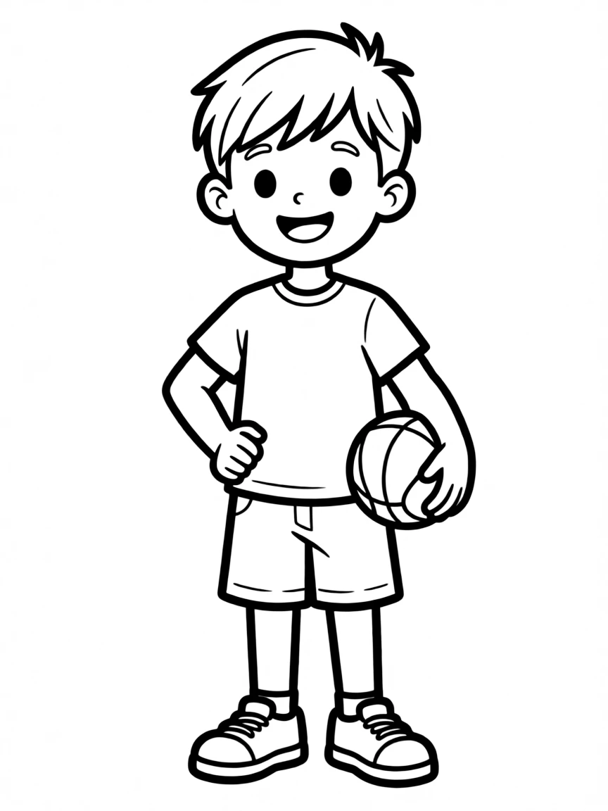 A boy with a simple crew cut, slightly longer on top.