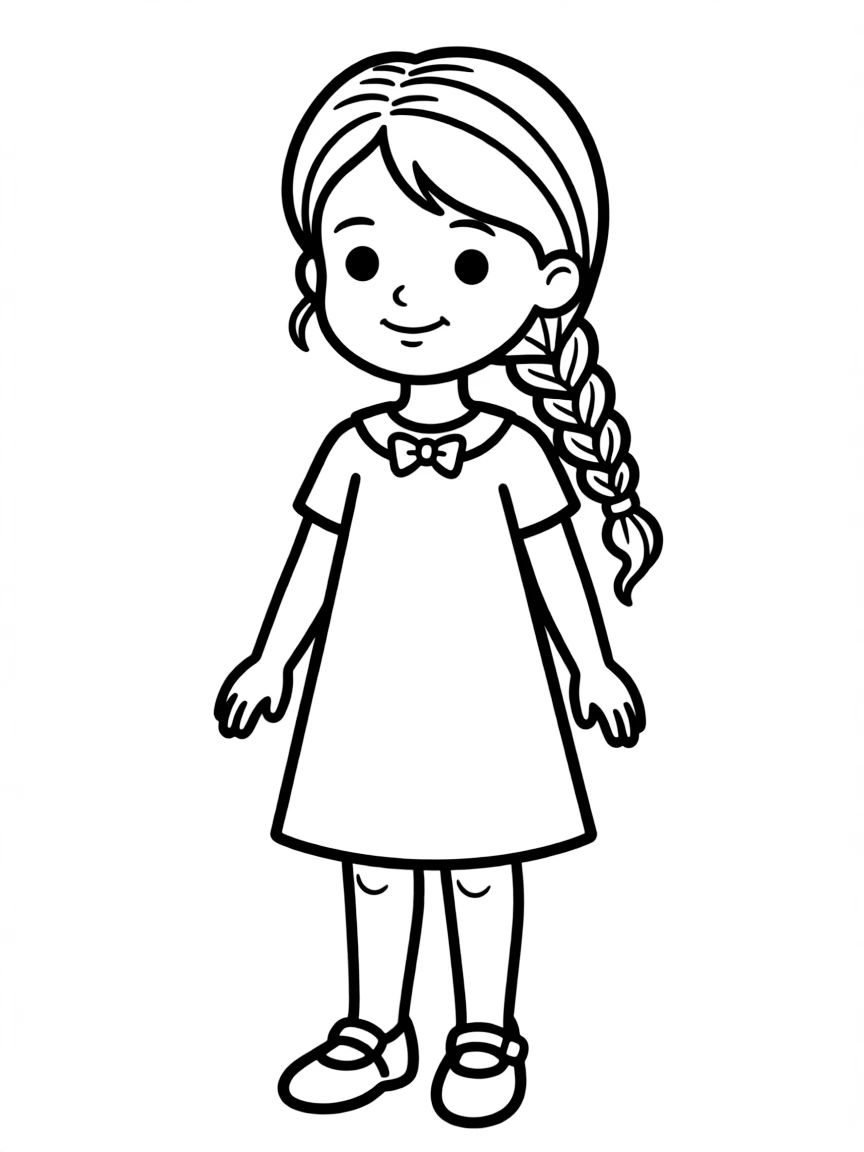 A girl with hair in a simple braided pull-through.