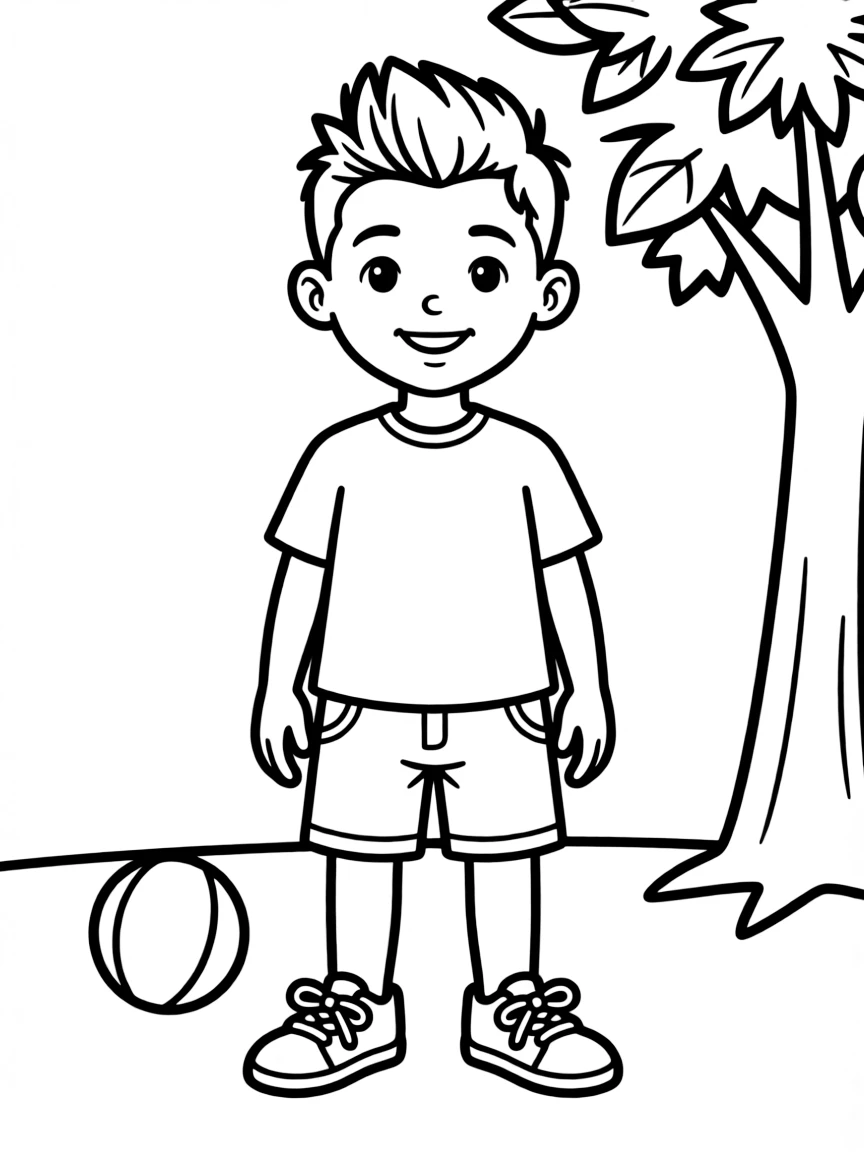 A boy with a short, neat comb-over.