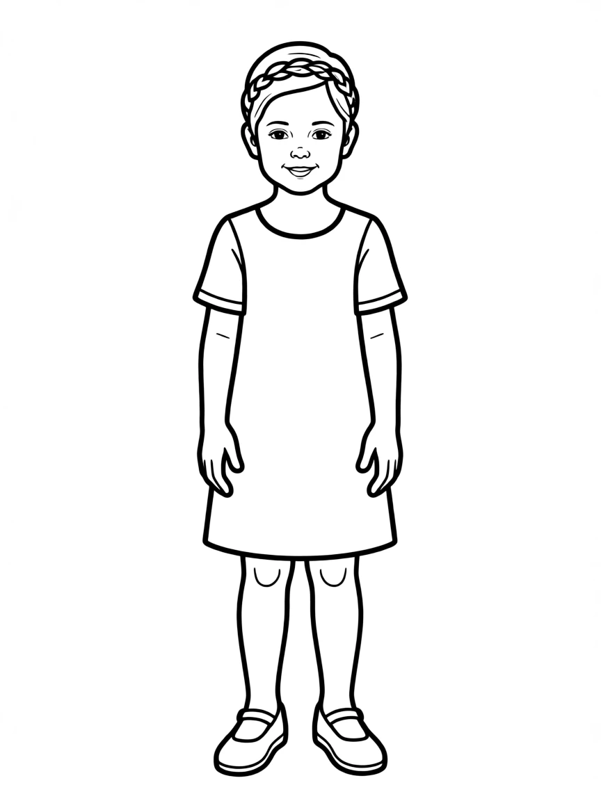 A girl with hair in a simple braided loop.