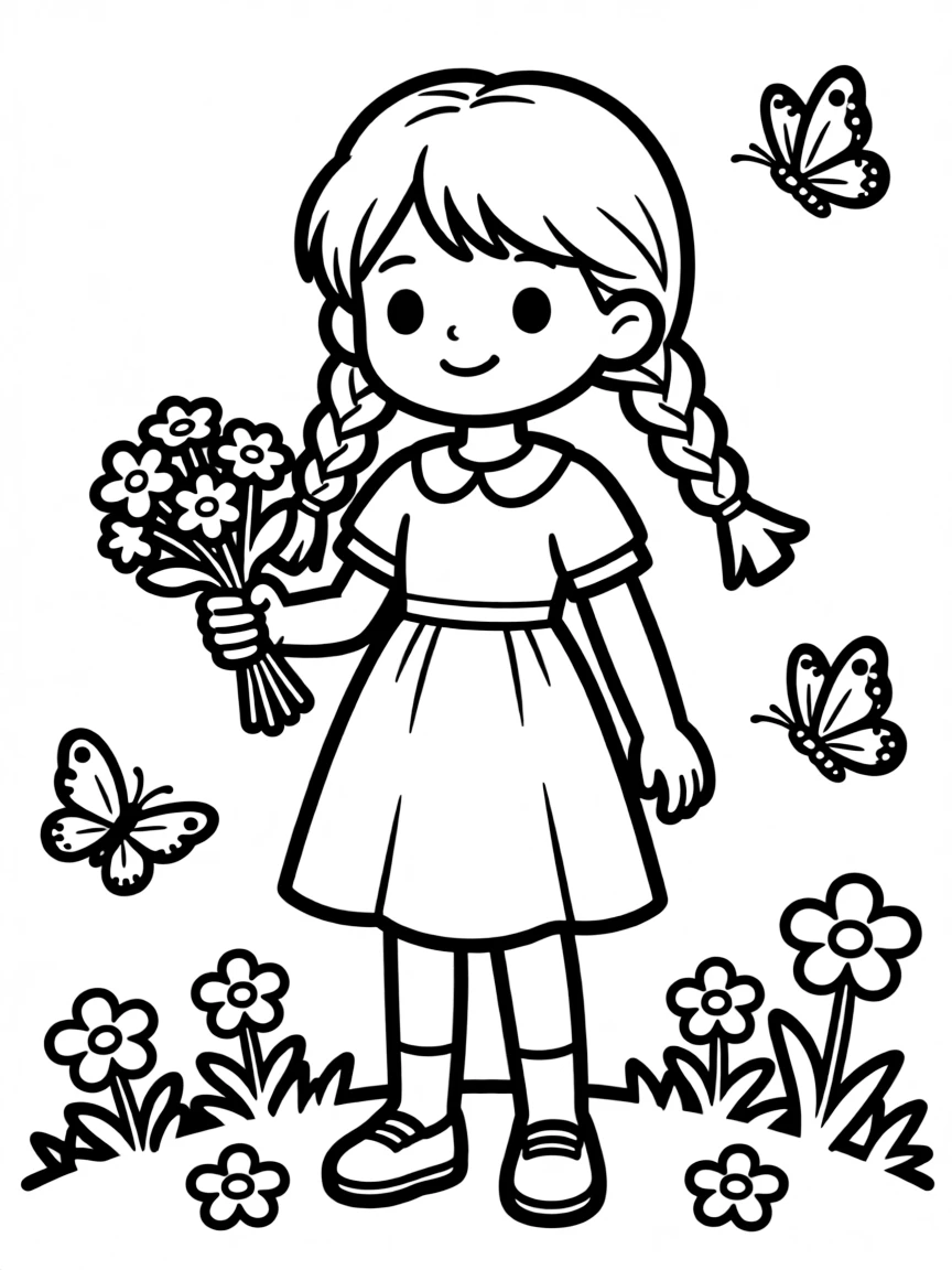 A girl with hair in a simple braided double ponytail.