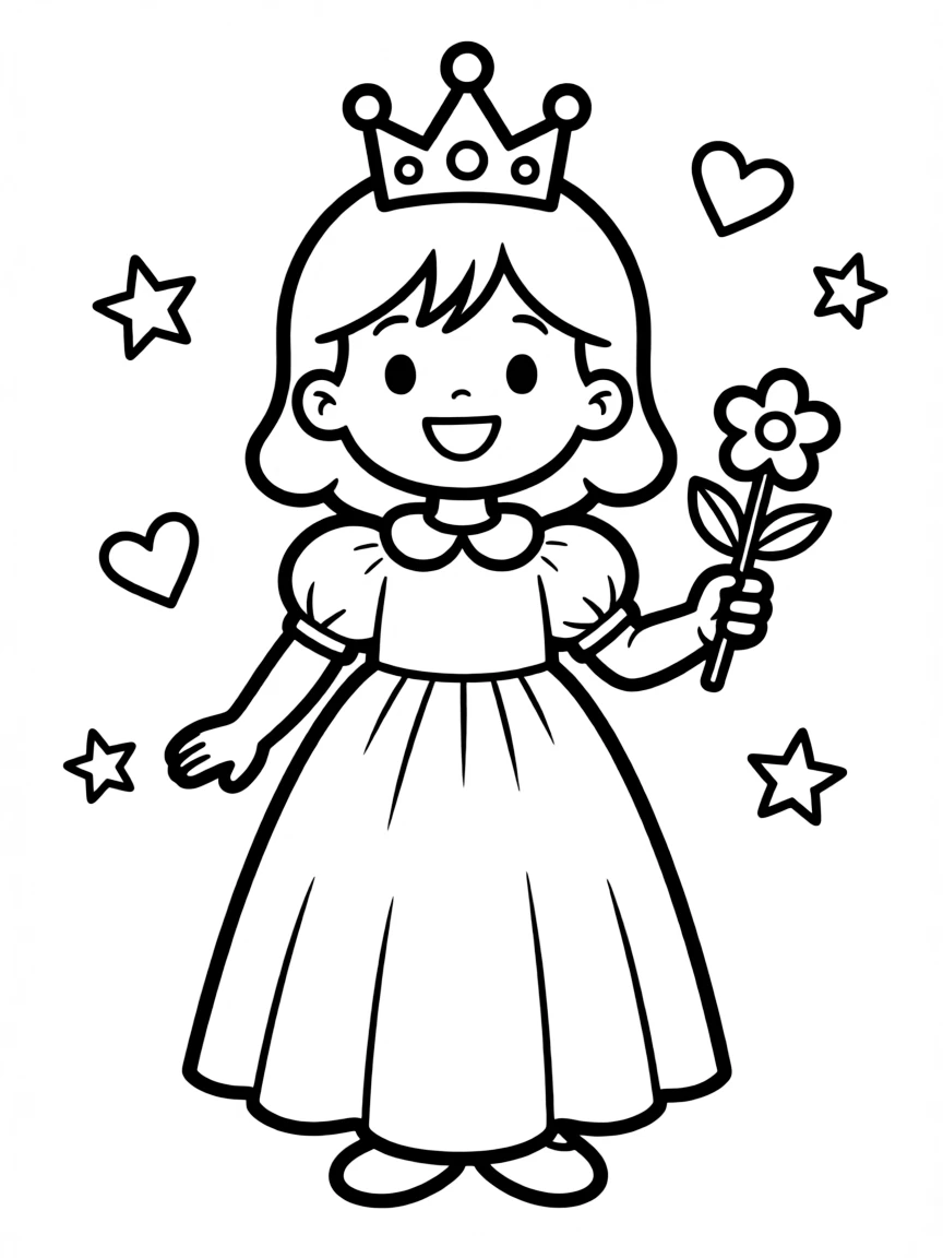 A child with hair in a simple princess crown.