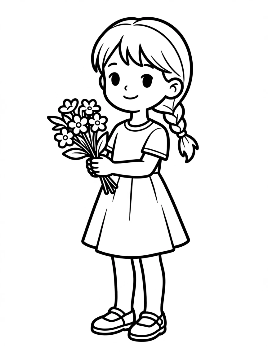 A girl with hair in a simple braided low ponytail.