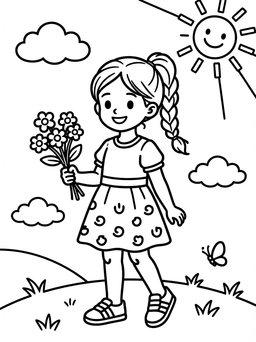 A girl with hair in a simple braided high ponytail.