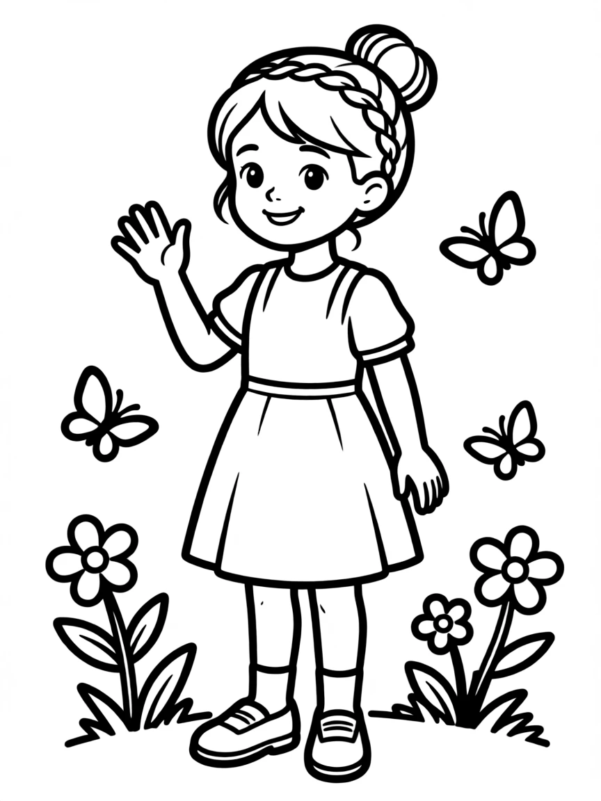 A girl with hair in a simple braided bun.