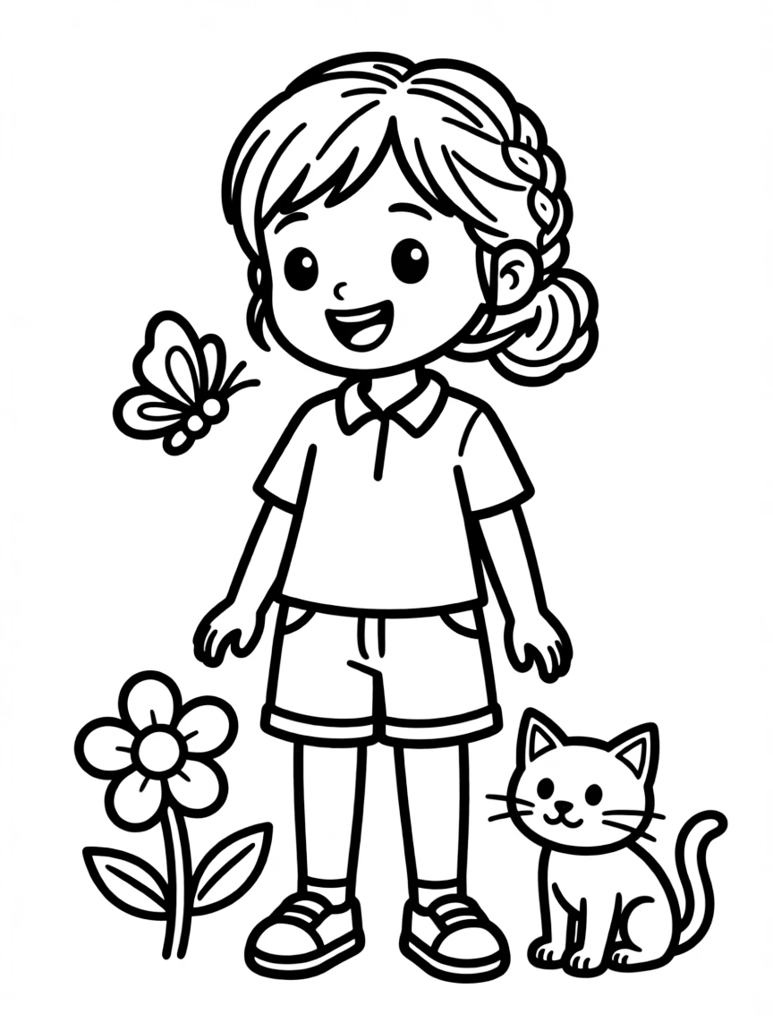 A girl with hair in a simple braided side bun.