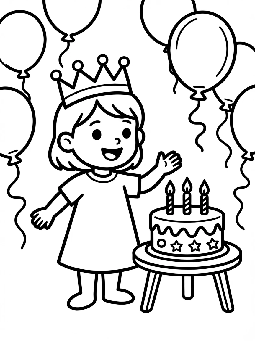 A child with hair in a simple birthday crown.