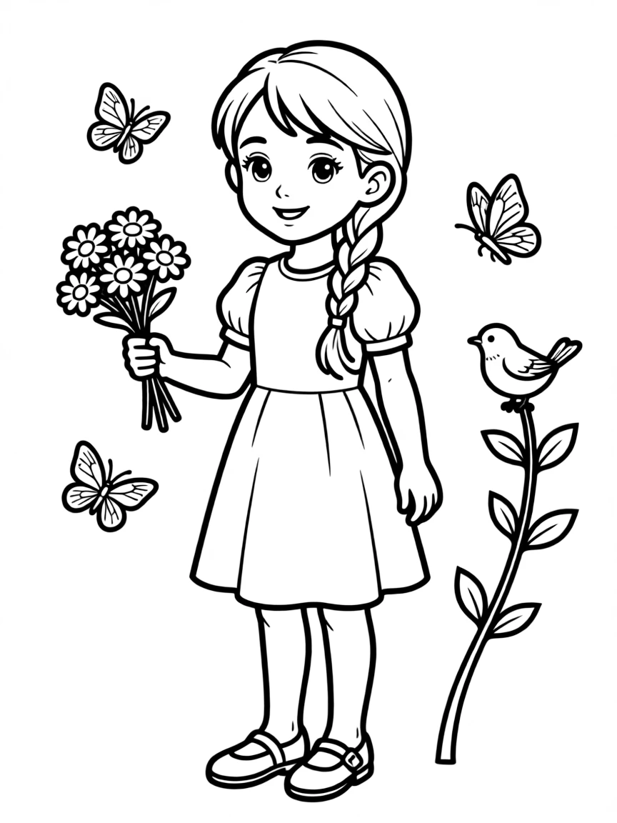 A girl with hair in a simple braided side twist.