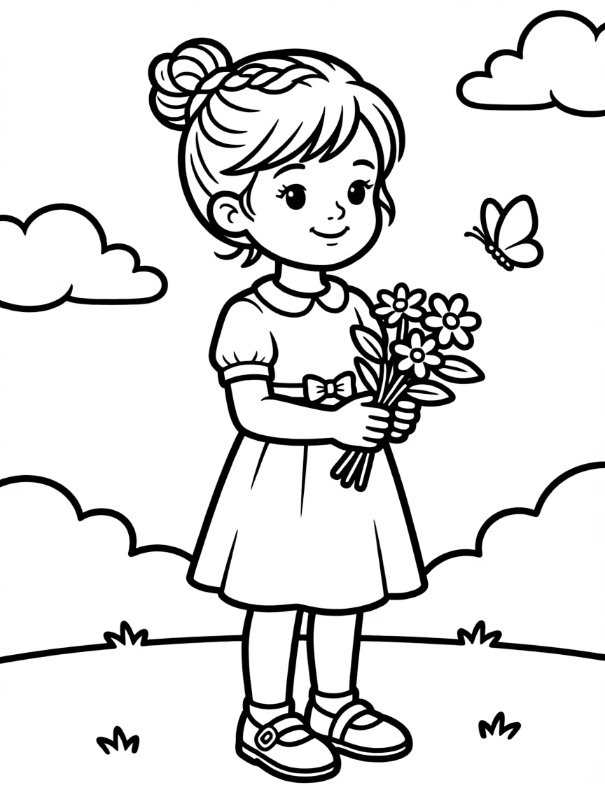 A girl with hair in a simple braided twisted bun.