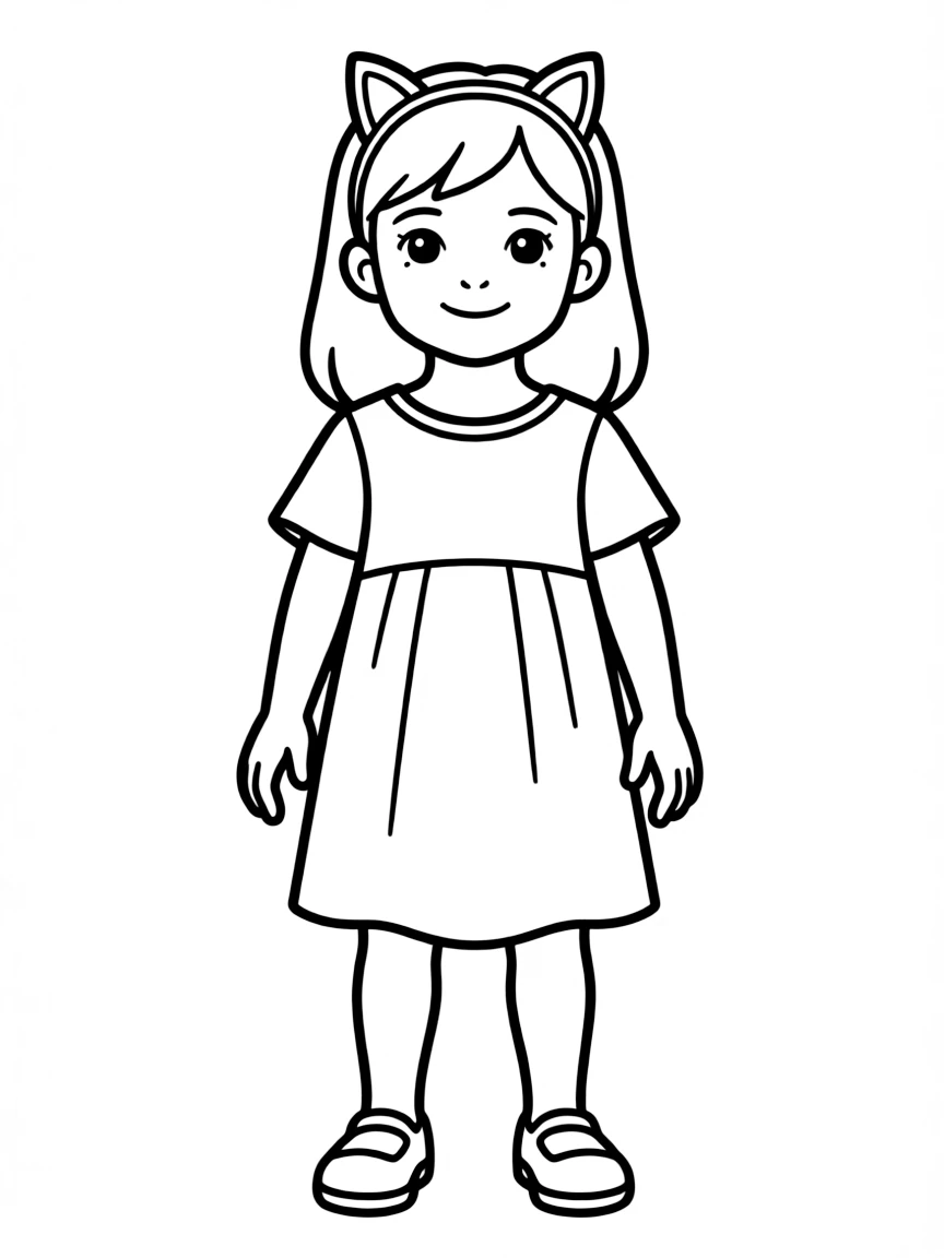 A child with hair in a simple cat ear headband.