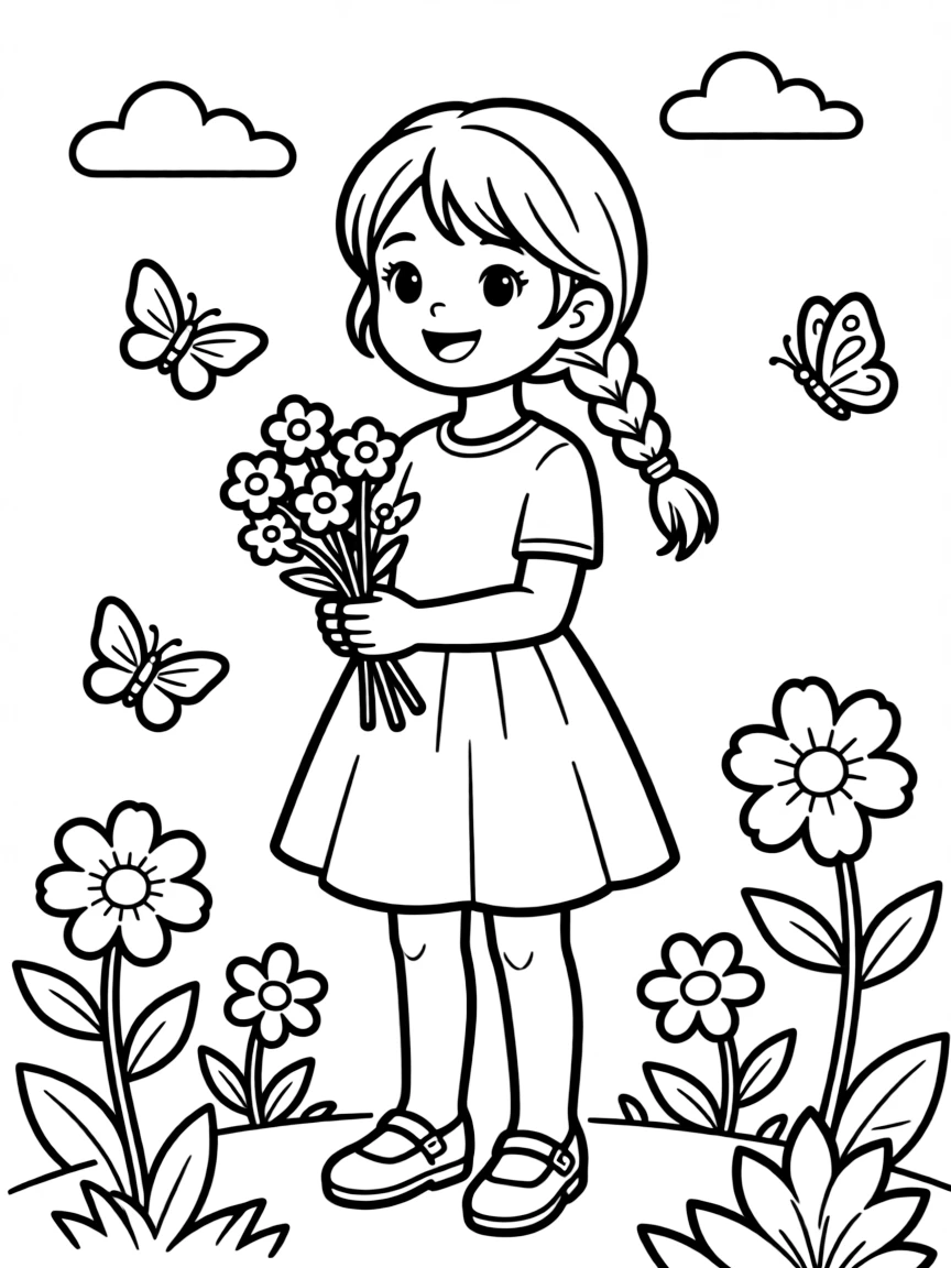 A girl with hair in a simple braided side ponytail.